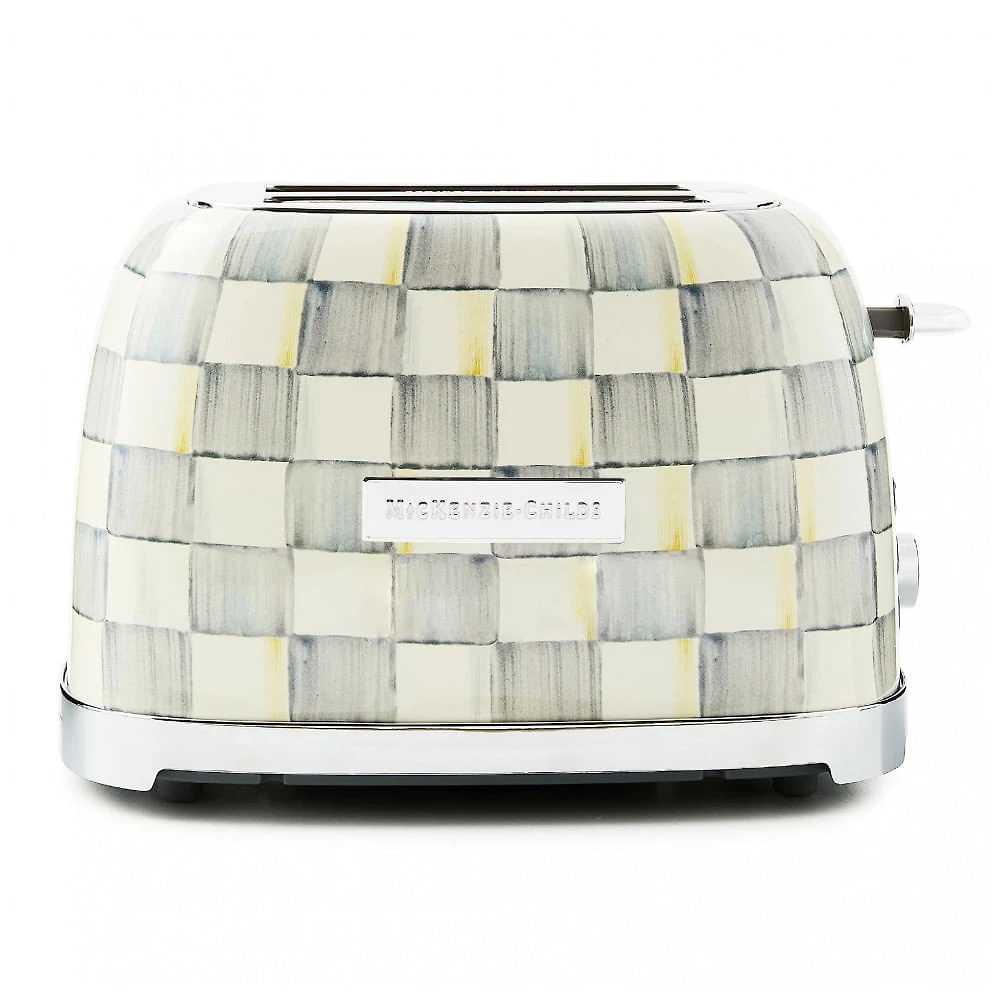 Torradeira elétrica 2 fatias MacKenzie-Childs Sterling Check cinza e branca inox 850W 110V