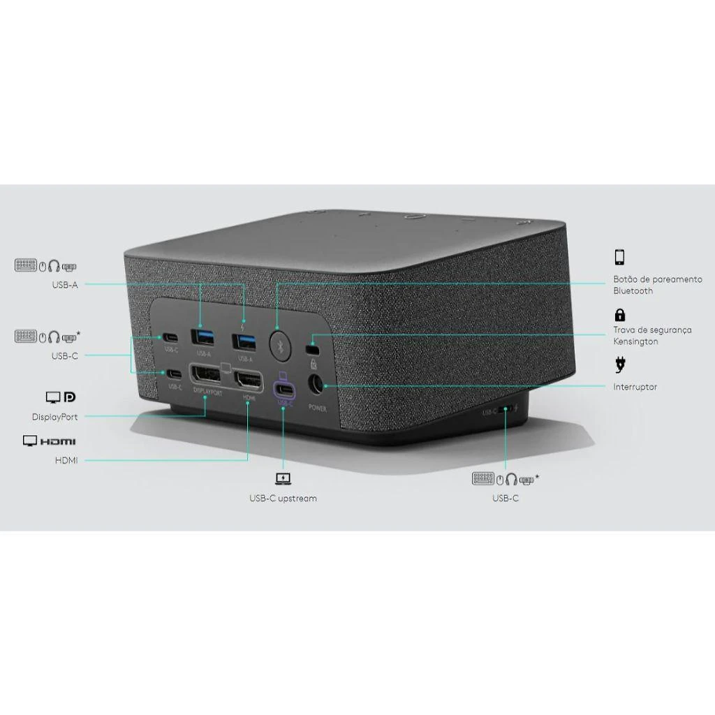 Miniatura Dock Station Logi Dock Logitech - Conexão 5 periféricos e 2 monitores