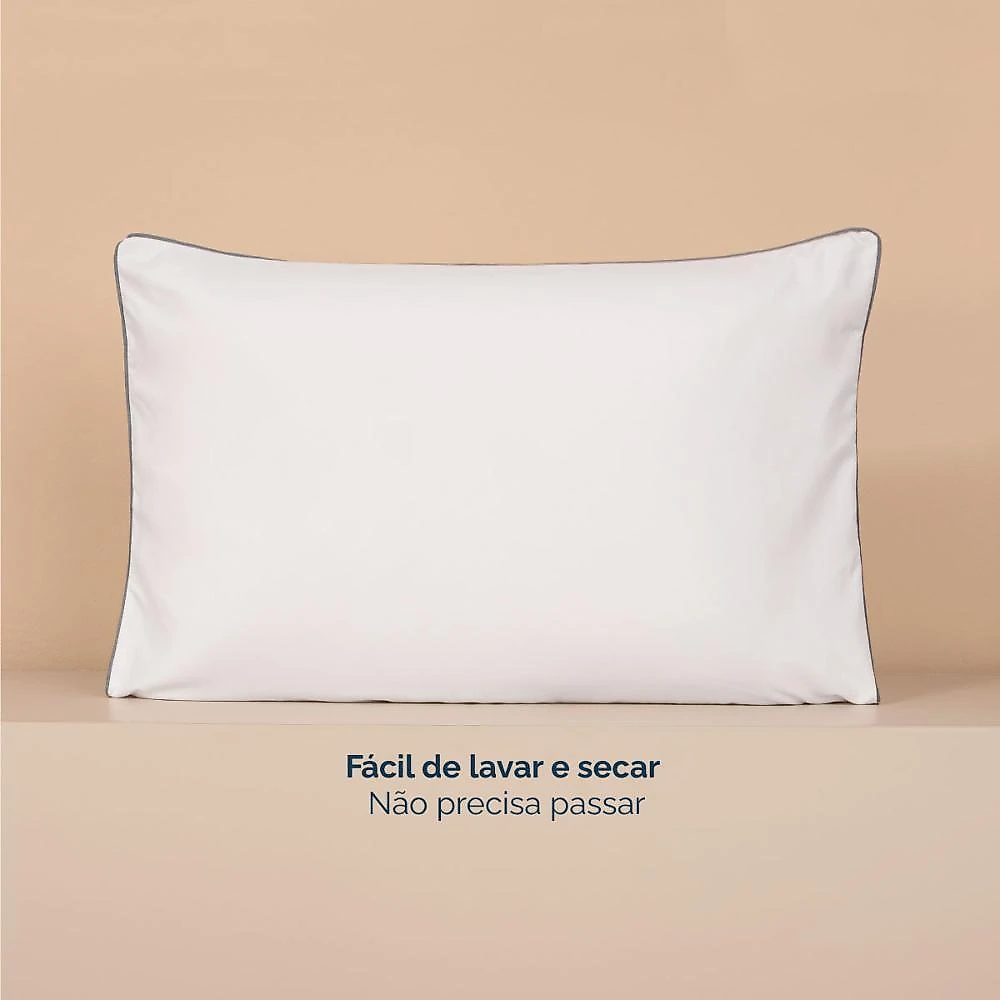 Kit 2 fronhas linea 50cm x 70cm micropercal 200 fios - cinza - 100% poliéster