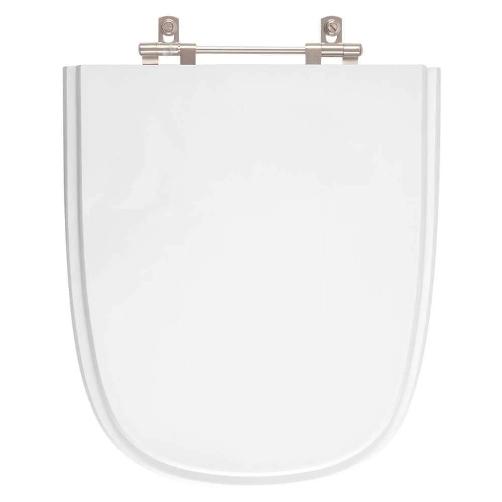 Assento Sanitário Ibiza Alongado Resina Plástica Convencional Alumínio Branco 40CM