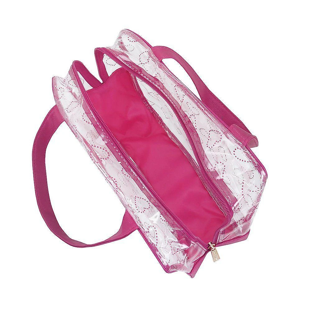 Kit Bolsa E Nécessaire Transparente Love Pink