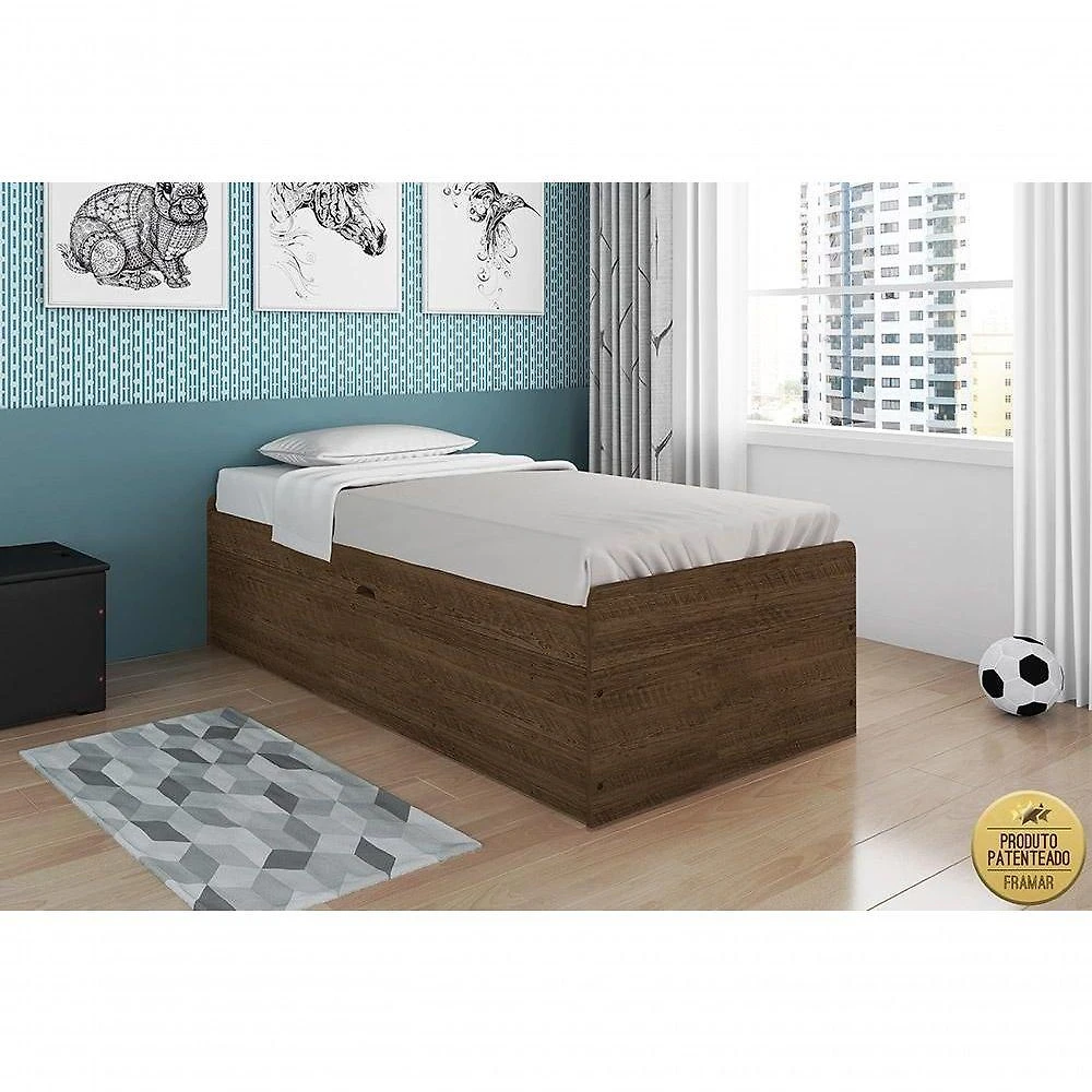 Cama Baú Camila Solteiro 0,88 Framar Malbec