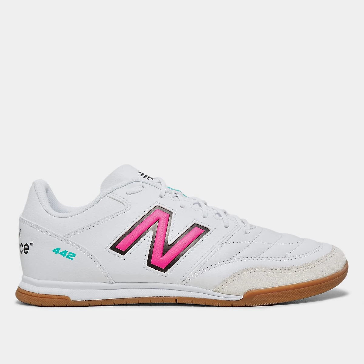 Miniatura Chuteira Futsal New Balance 442 V2 Team Unissex Branco+Rosa - 38