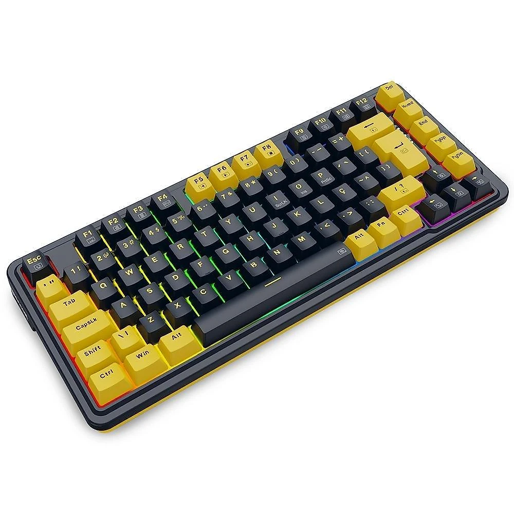 Teclado Mecânico Gamer Redragon ELF, RGB Chroma Mk.II, Switch Melt Gold, Cabo USB-C Removível, ABNT2, Preto E Laranja - K649PY-RGB PT