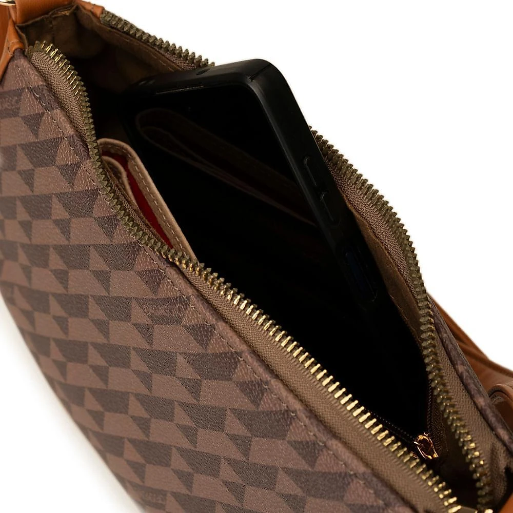 Bolsa transversal feminina pequena monograma bg marrom p