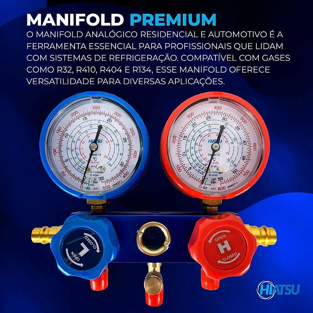 Manifold Analógico Gás R32, R134, R404, R410 – Hiatsu Produto Premium Exclusivo único