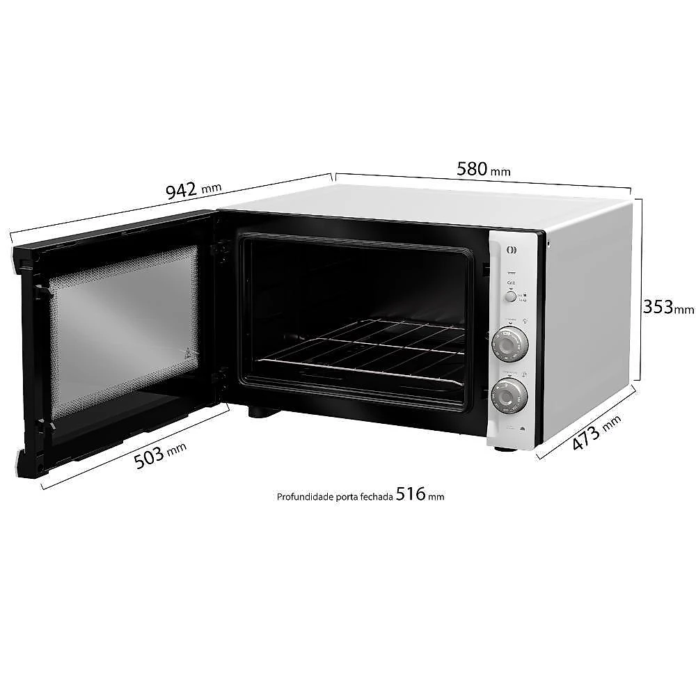 Forno Elétrico De Bancada Mueller 50 Litros E Vidro Duplo MFB50F Branco 110V