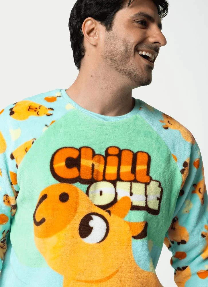Pijama manga longa soft unissex adulto capivara vibes