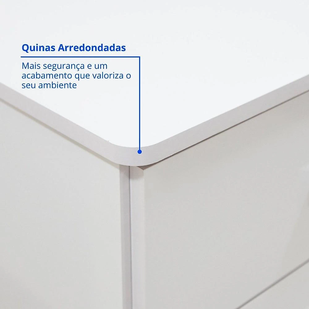 Quarto Infantil Completo com Guarda-roupa Cama 100% Mdf e Cômoda Angel Branco