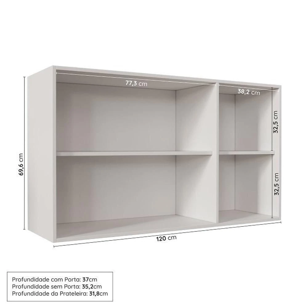 Cozinha Modulada 7 Peças com Tampo 1 Torre 3 Aéreos 3 Balcões Arizona Cabecasa Madeiramadeira Figueira/Menta