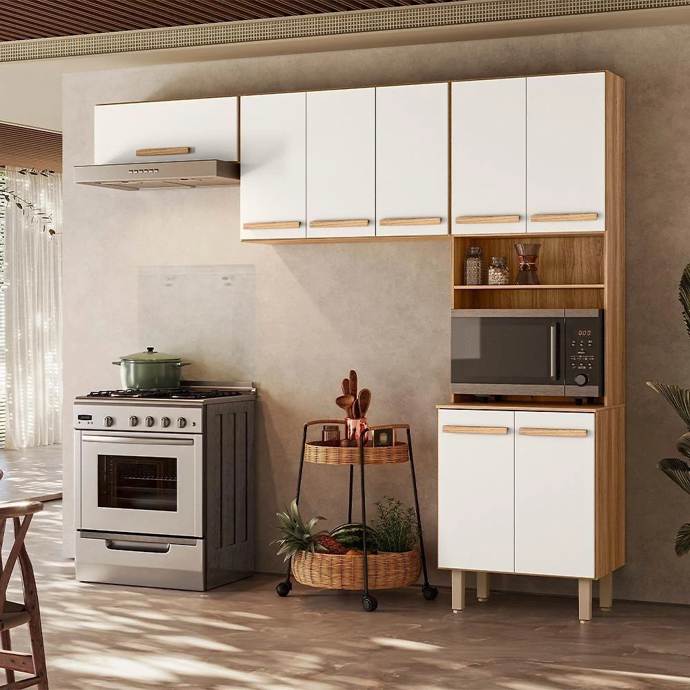 Armário Para Cozinha 222 Cm Lemon Carvalho/off White Nicioli Carvalho/off White