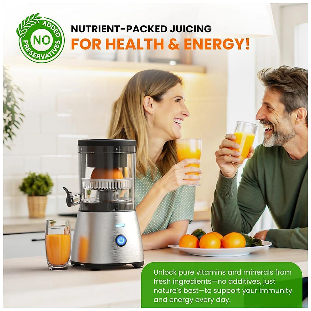Espremedor de Frutas Cítricas Elétrico Eurolux em Aço Inoxidável - Premium, Sem Mãos, Tela de Toque Única para Suco de Laranja de Limões e Limas