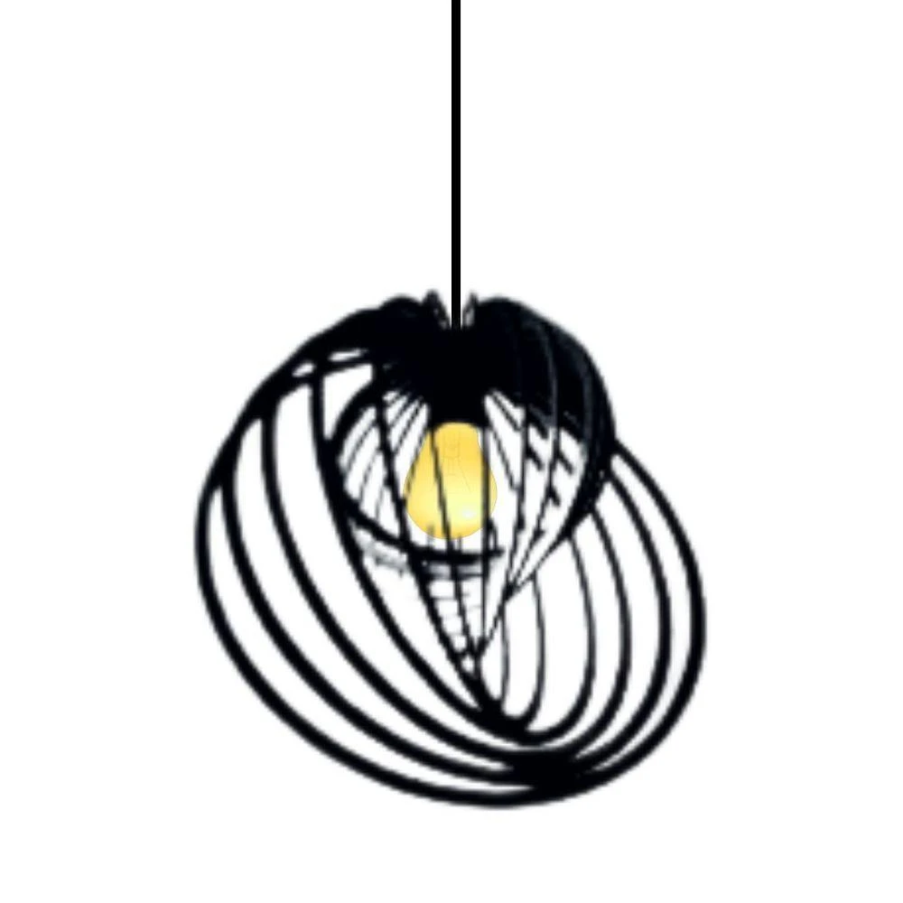 Luminária Pendente Espinha MDF Bivolt E27 Cabo Ajustável Preta Lenobre