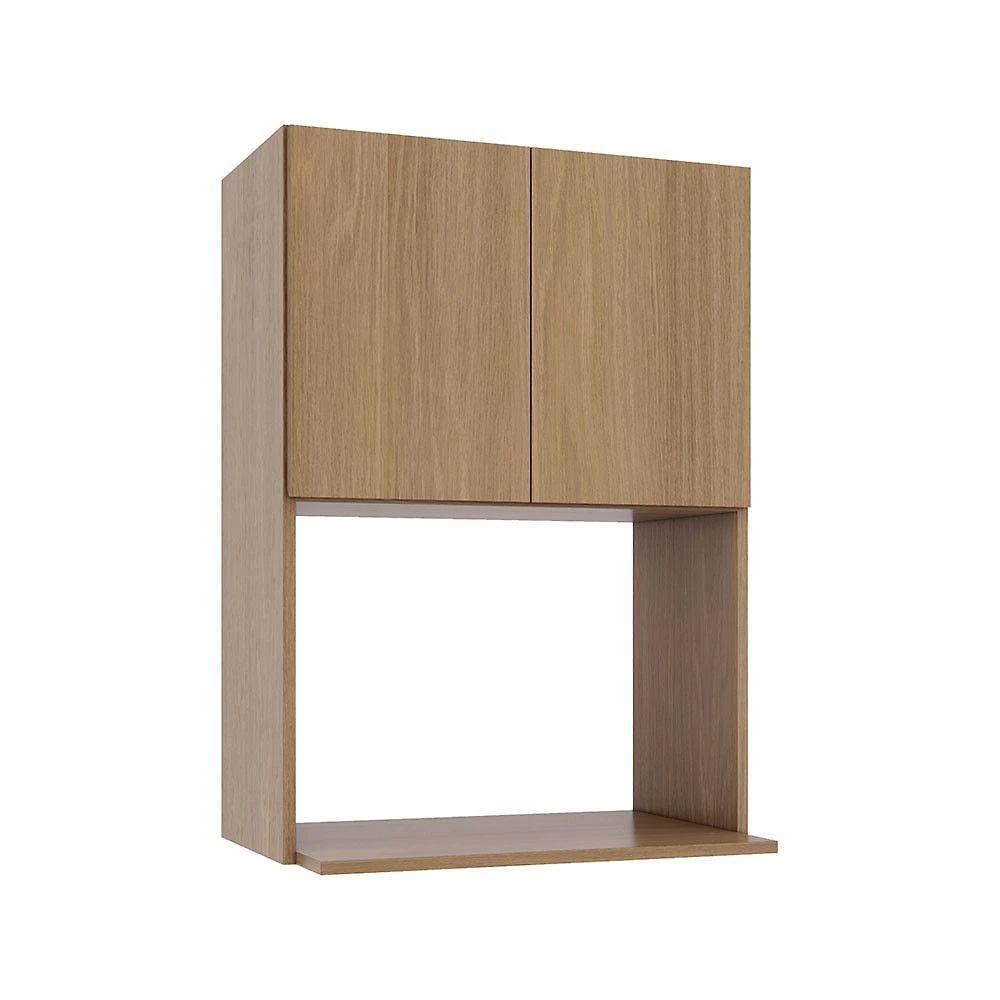 Armário Aéreo para Micro-ondas Slim 60CM 2 Portas MDP de Bater Amadeirado