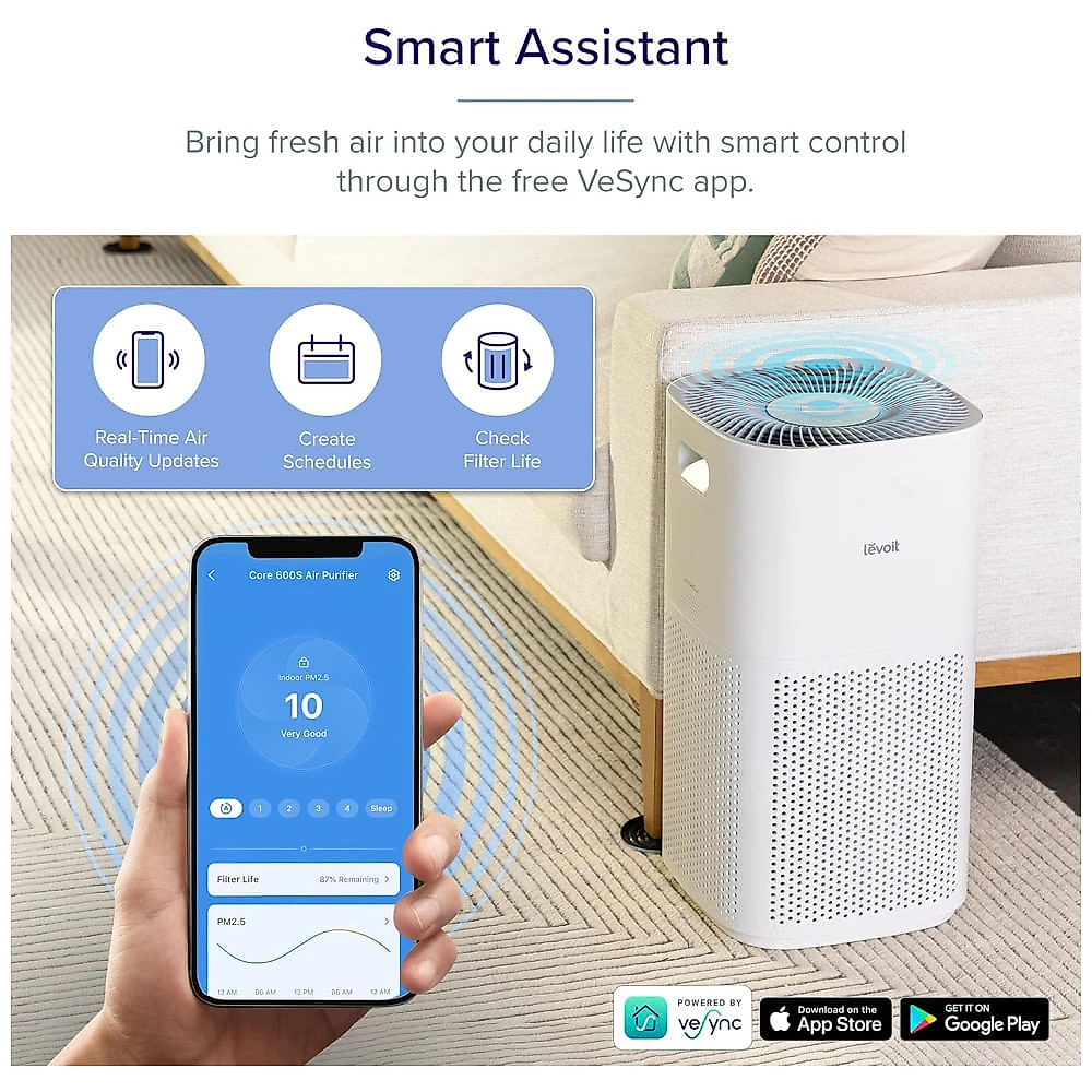 Umidificador 3 em 1 com Monitor PM2.5, Modo de Suspensão, Controle por APP e Compativel  Alexa e Google Assistant para Ambientes até 294m², 110V 49W, 110v
