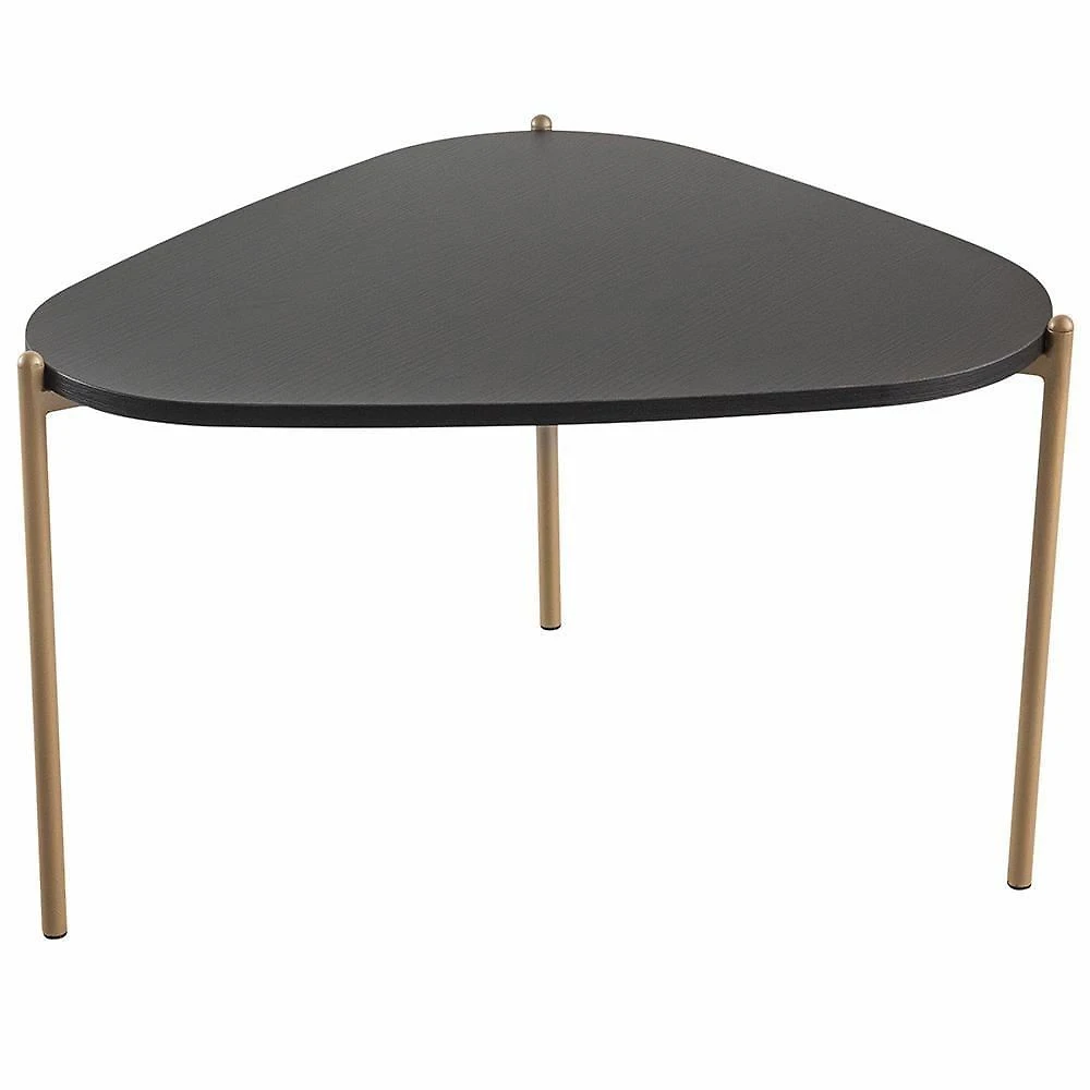 Mesa De Centro Para Sala De Estar Pés Metálicos Alta Adek A03 Nero Dourado - Lyam Decor