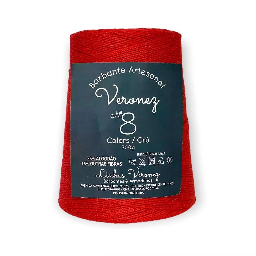 Barbante Artesanal Veronez No8 85% Algodão 700g Vermelho