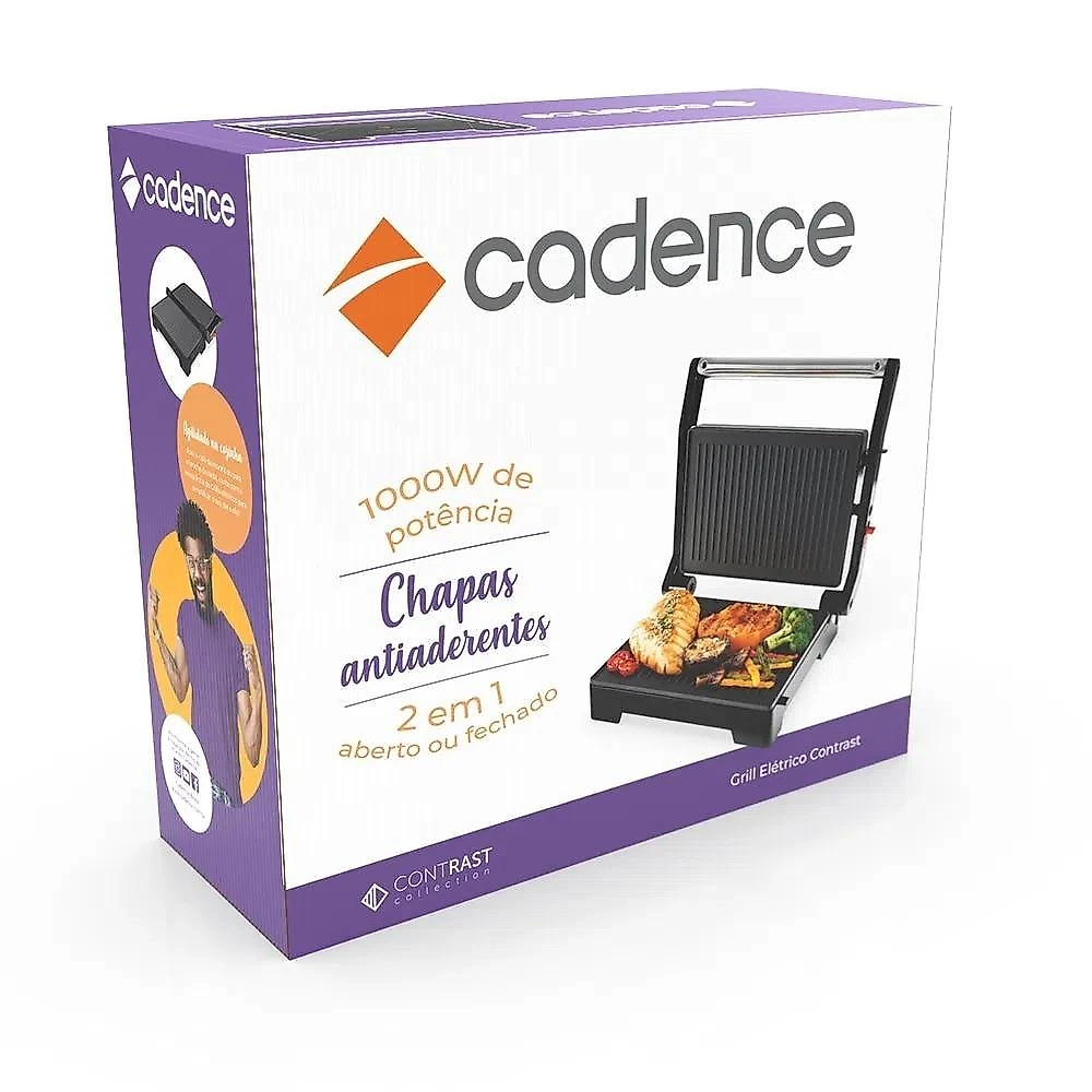 Sanduicheira Grill Cadence Contrast Antiaderente GRL616, 220 Volts Sanduicheira Grill Cadence Contrast Antiaderente GRL616 - 110 Volts