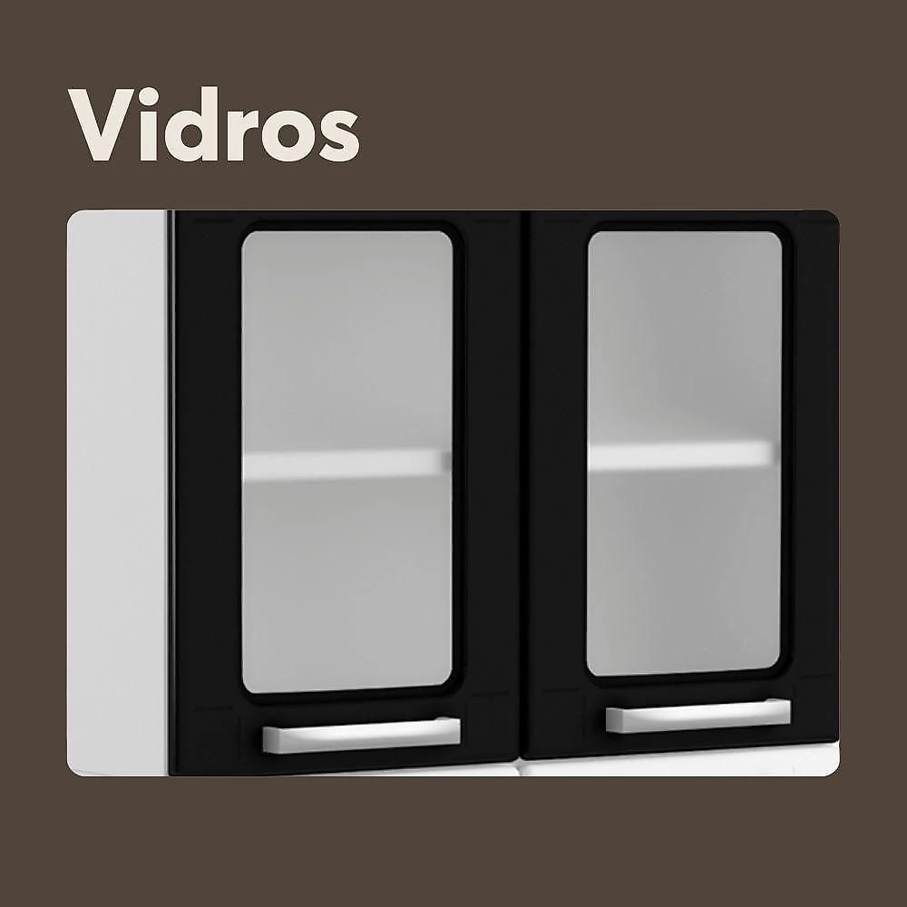 Cozinha De Aço Compacta 6 Portas 2vid Preto Branco Bertolini Preto/branco