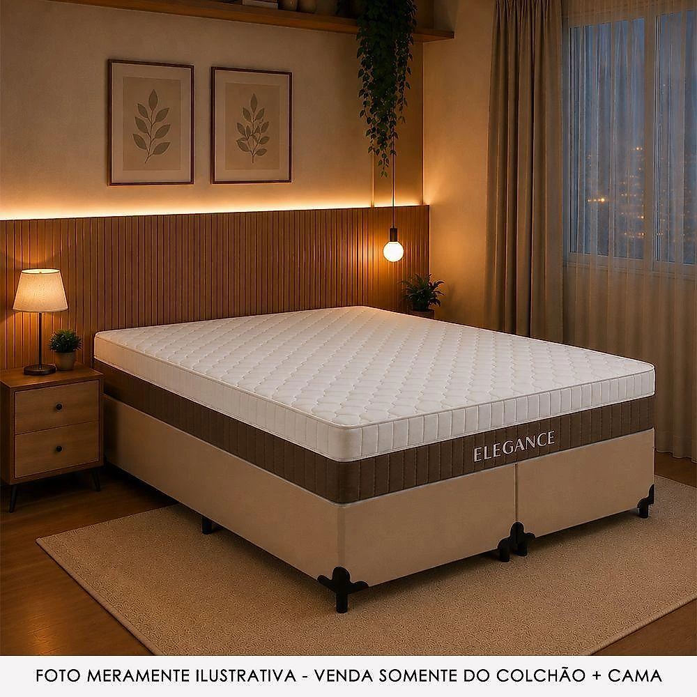 Cama Box com Colchão Queen Elegance Pillow Top Molas Ensacadas Tecido Branco Royal