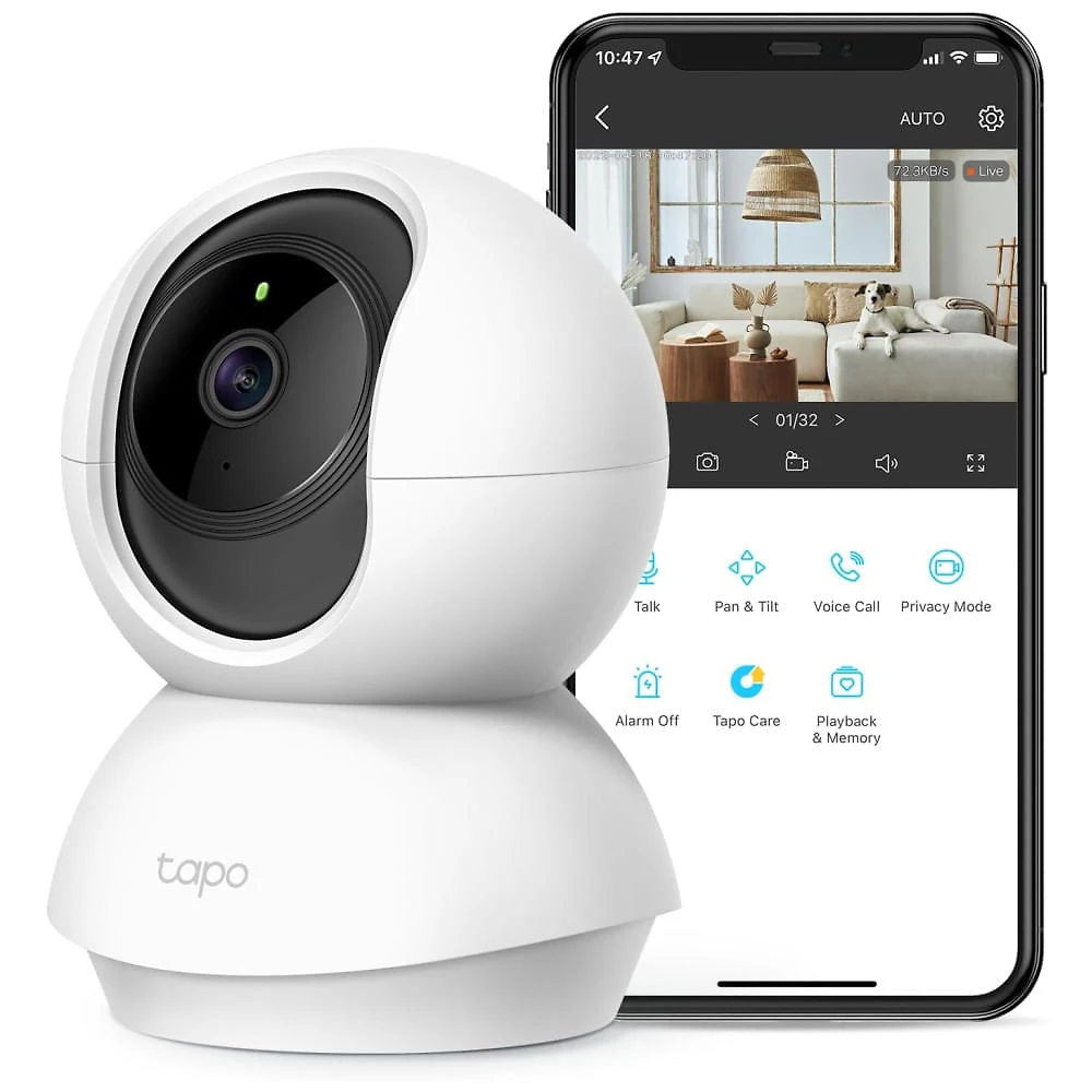 Câmera de Vigilância TPLink Tapo 2K PanTilt para Monitoramento de Bebês e Pets, com Detecção de Movimento e Áudio Bidirecional