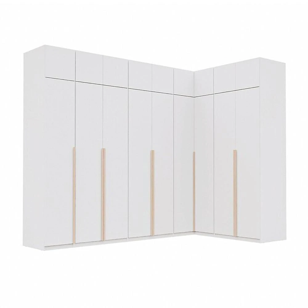 Guarda-roupa Modulado de Canto 10 Peças 18 Portas Jade CabeCasa MadeiraOriginals Guarda-roupa Modulado de Canto 10 Peças 18 Portas Jade Cabecasa Madeiramadeira Branco Fosco