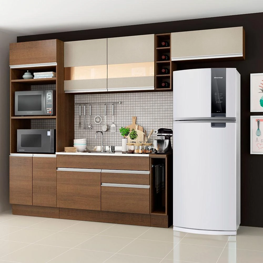 Cozinha Completa Madesa Safira com Armário e Balcão (Sem Tampo e Pia)
