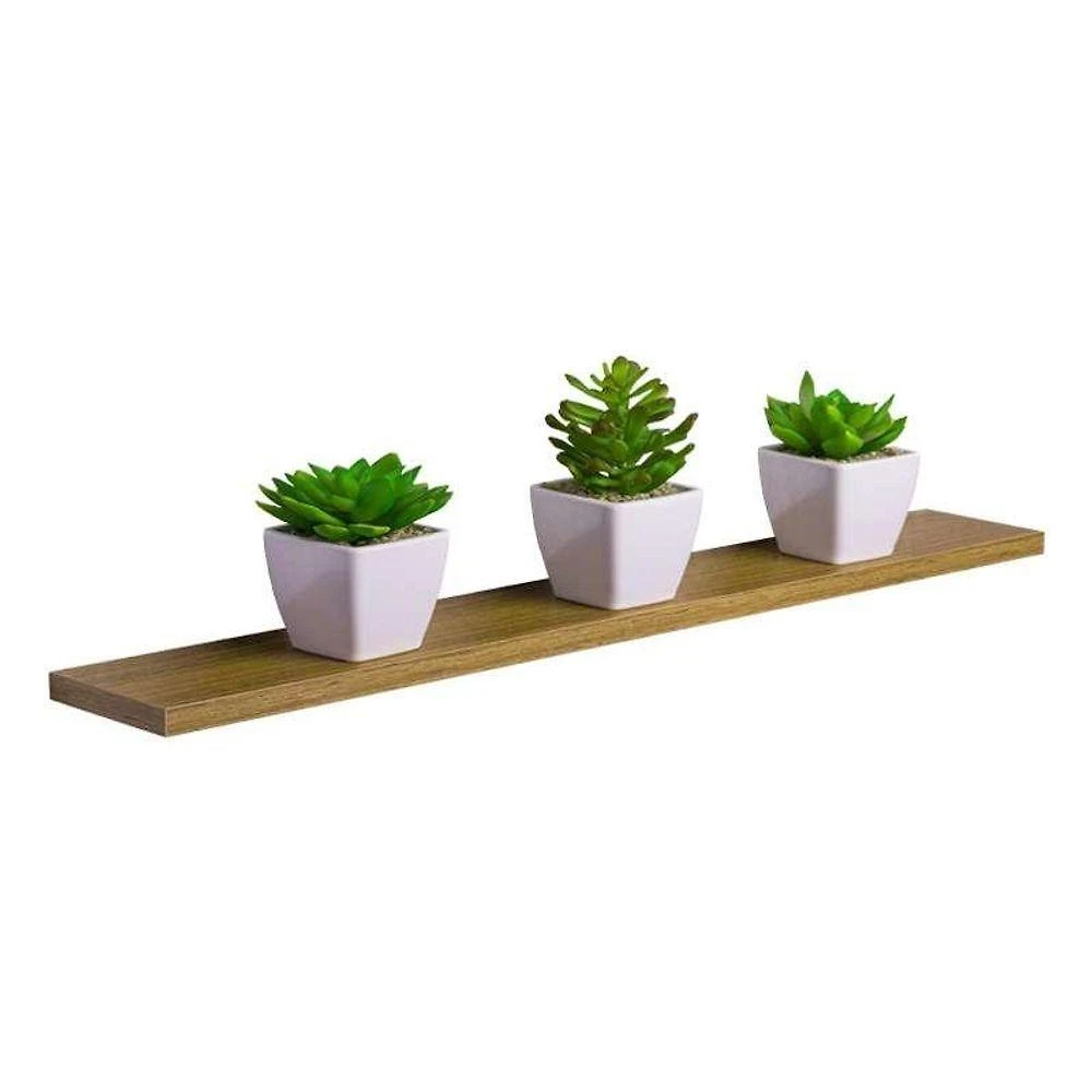Prateleira 50 X 20cm Freijó MDP Fixação Suporte Invisível Sala Café Mercado das Prateleiras