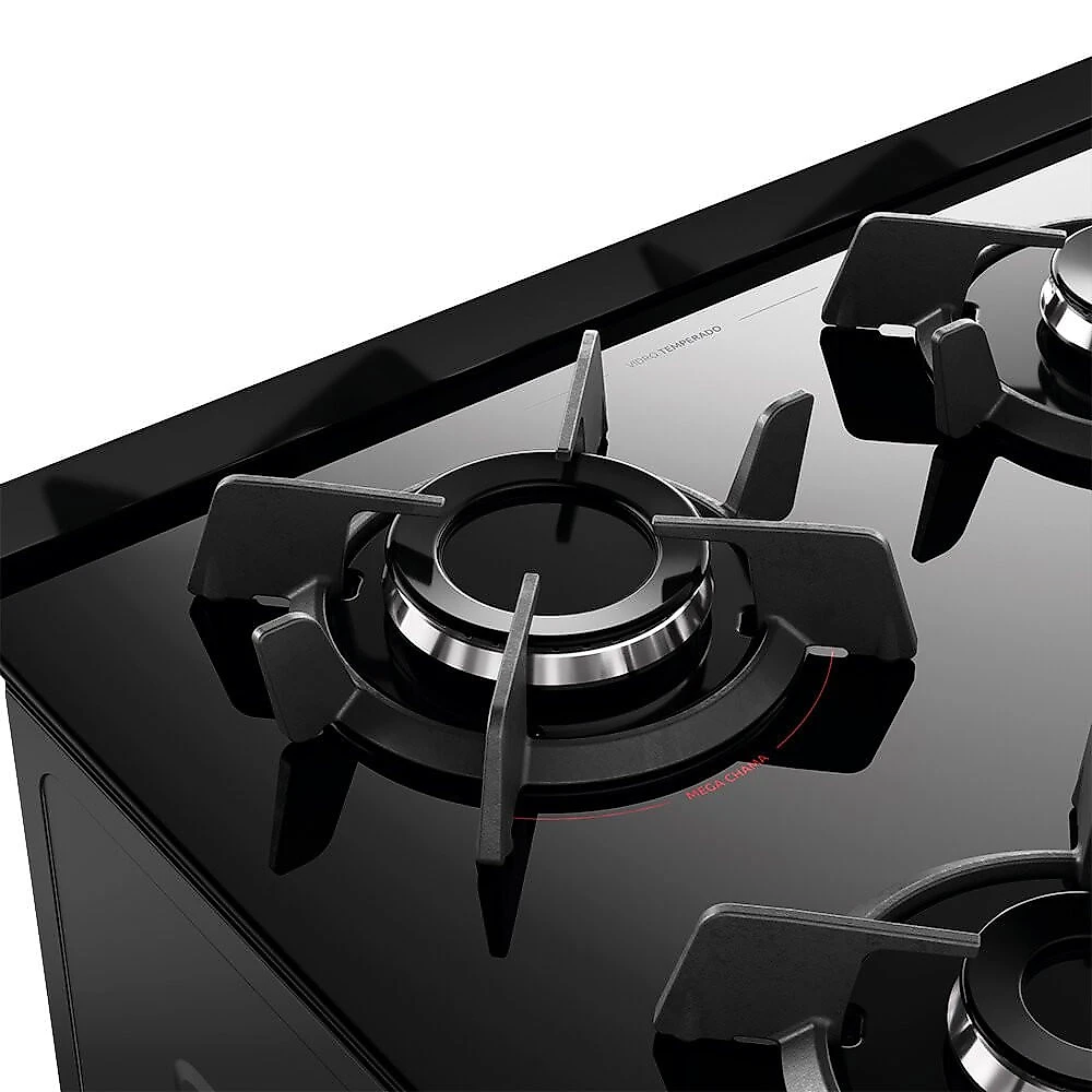 Fogão a Gás 4 Bocas Dako Novo Supreme Glass Mesa de Vidro Preto - Bivolt