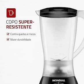 Miniatura Liquidificador Mondial Power L-550 1,9L 550W 2 Velocidades Pulsar Preto 110V