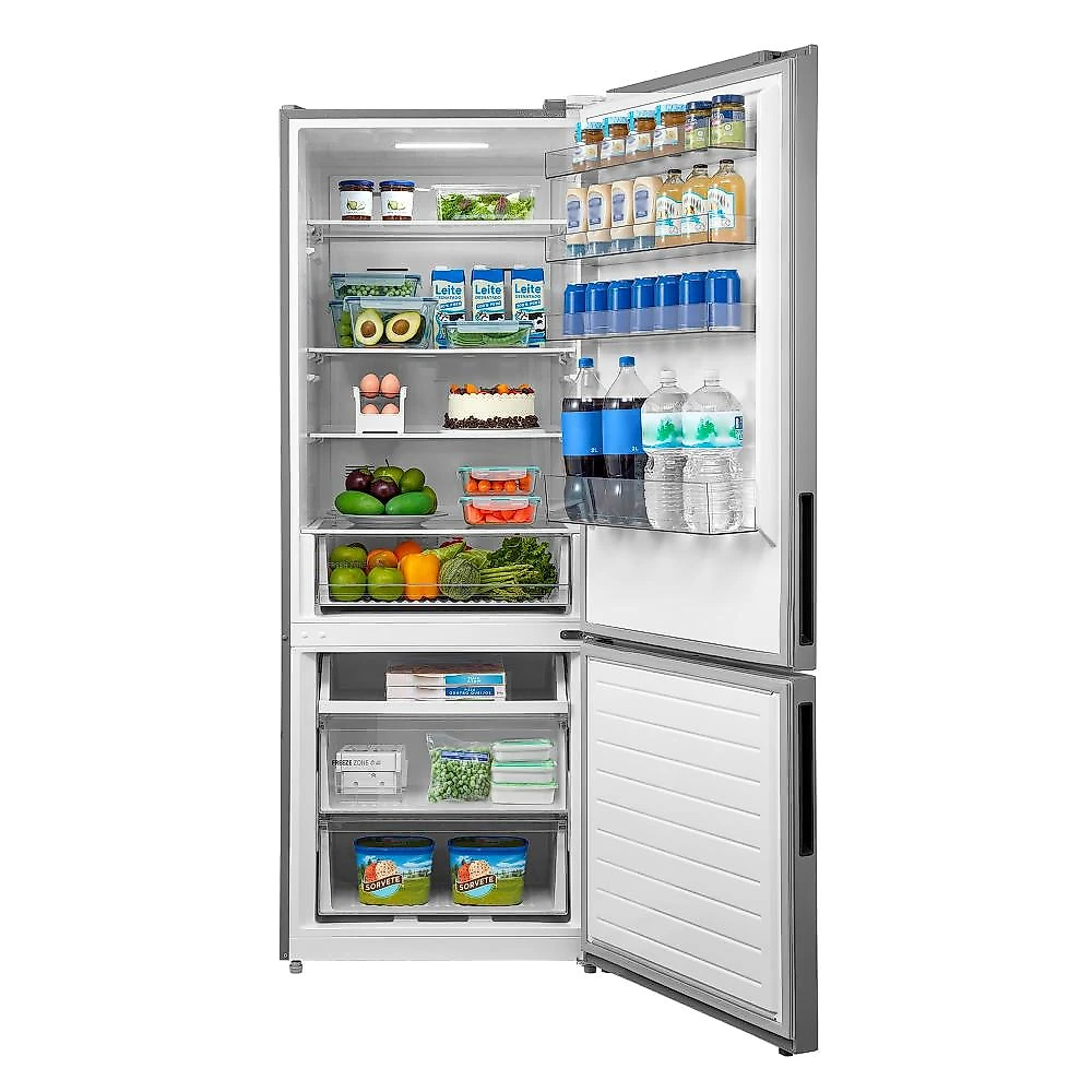 Geladeira frost free inverse midea 416l inverter flexi-volt inox bivolt