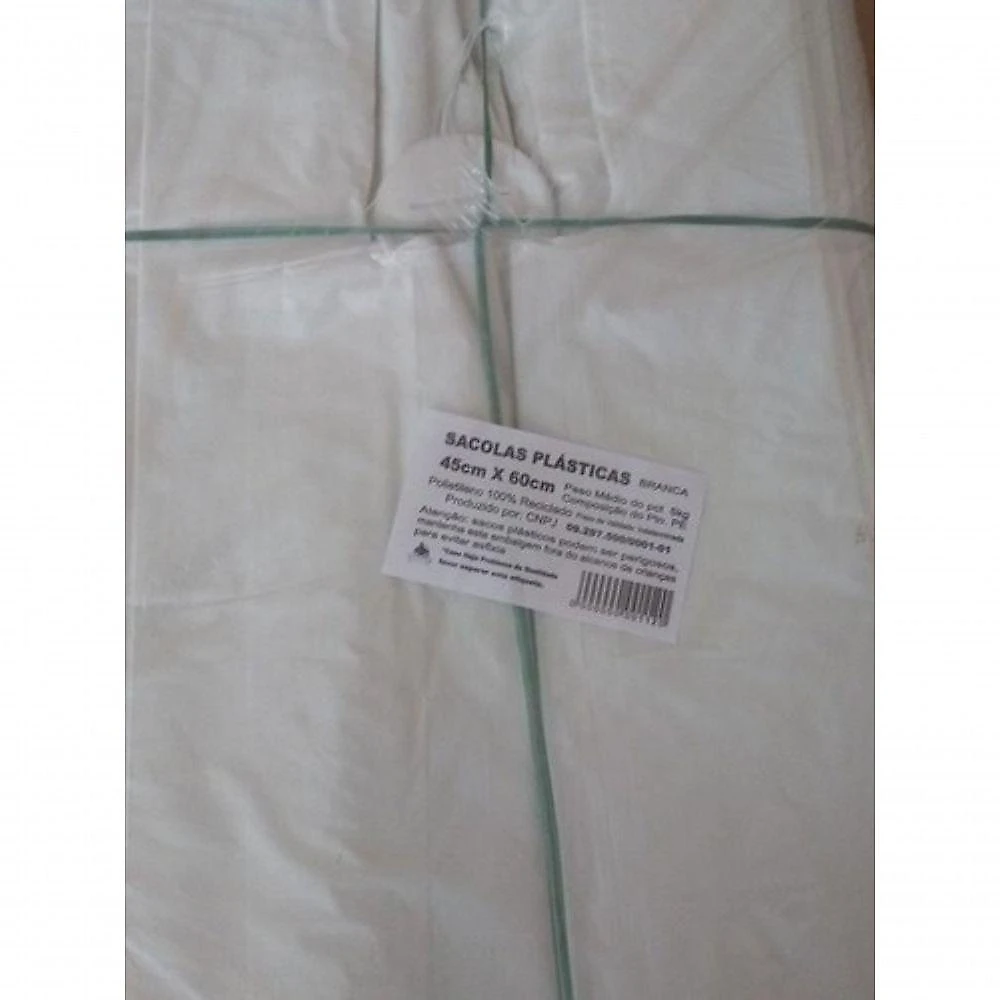 Sacola Plástica 45x60 Reciclada Pacote 5KG Branco em Polietileno Recuperado Higipack