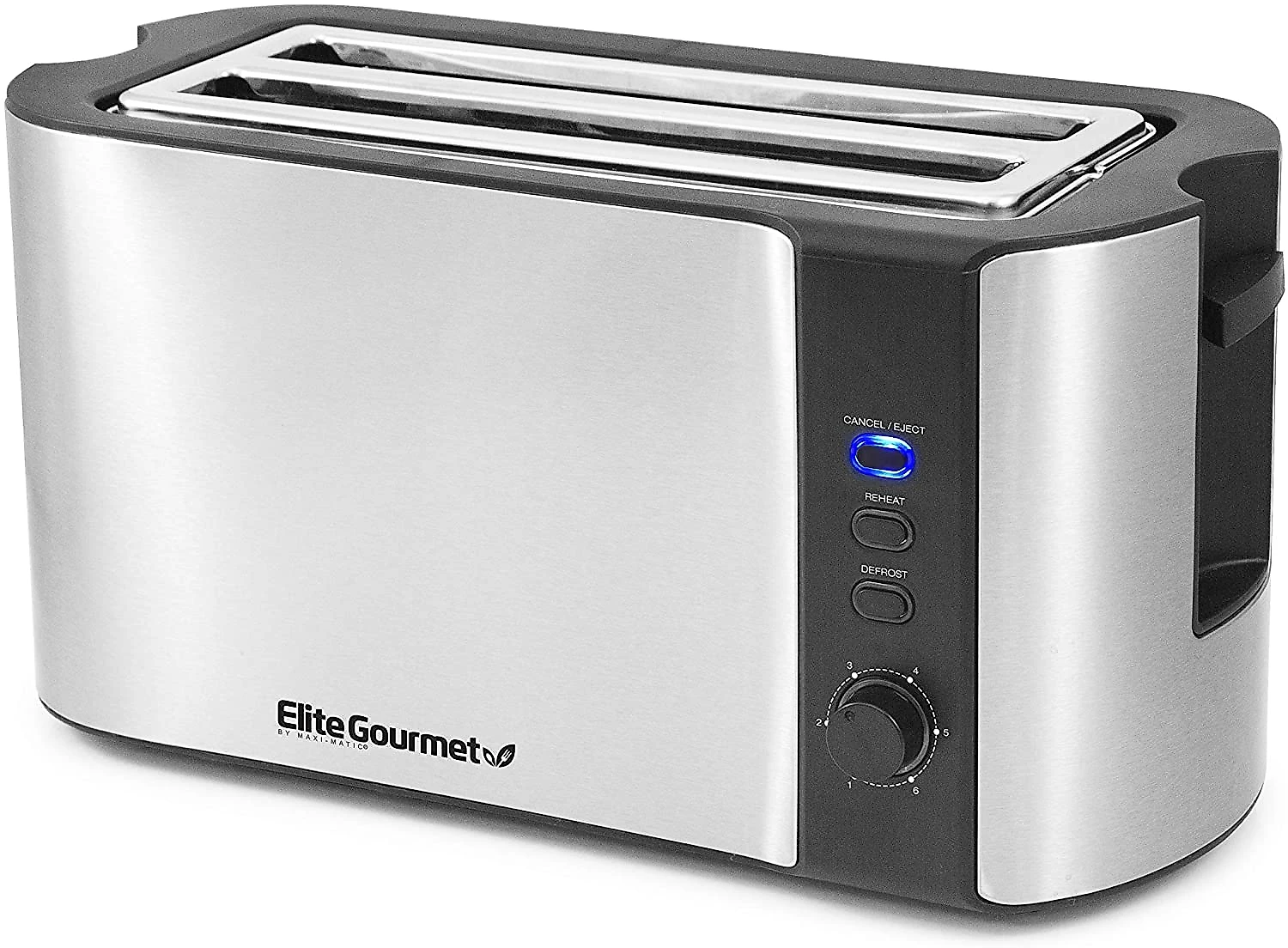 Elite Gourmet ECT3100 Torradeira de 4 Fatias com 6 Níveis de Tostagem 1300W110V Prata