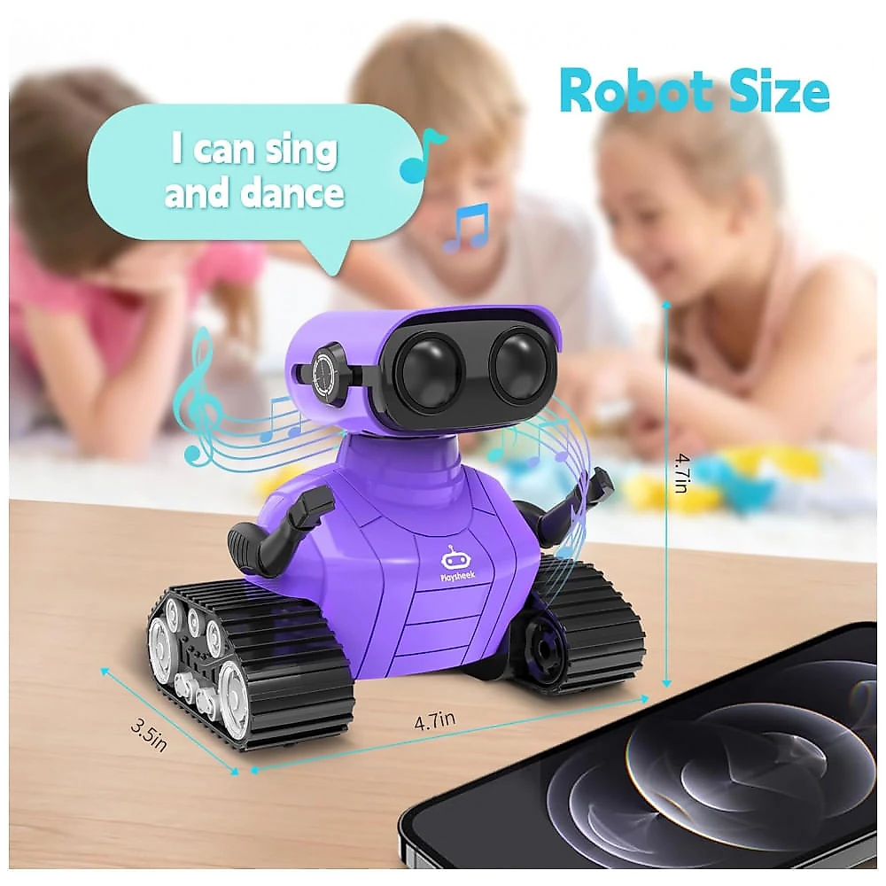Robô Emocional Programável Roxo – Playsheek “Emo Robot” com Controle Remoto, Dança e Luzes LED para Crianças a Partir de 3 Anos