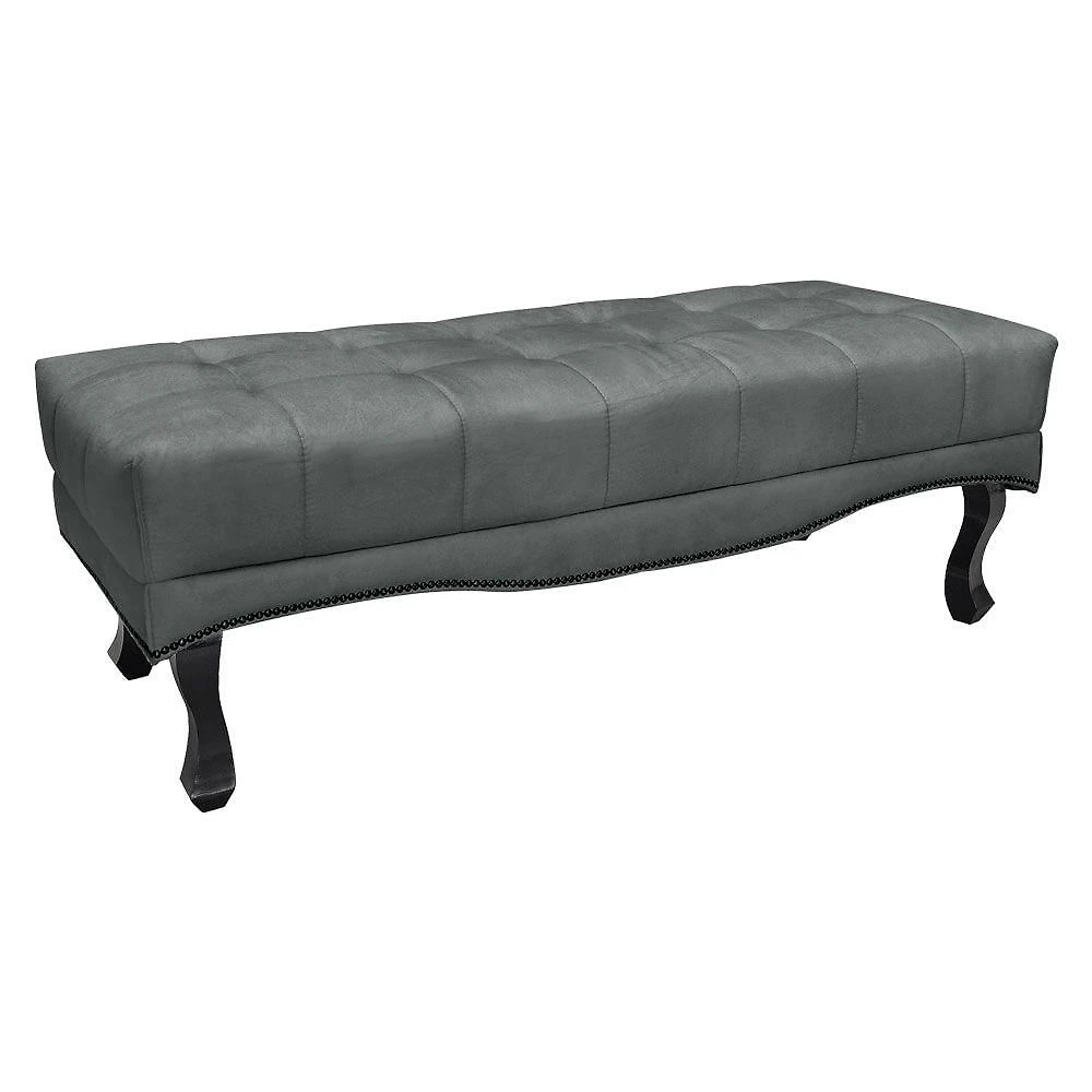 Calçadeira Recamier Queen 1,60m Vicenza Veludo Cinza Chumbo