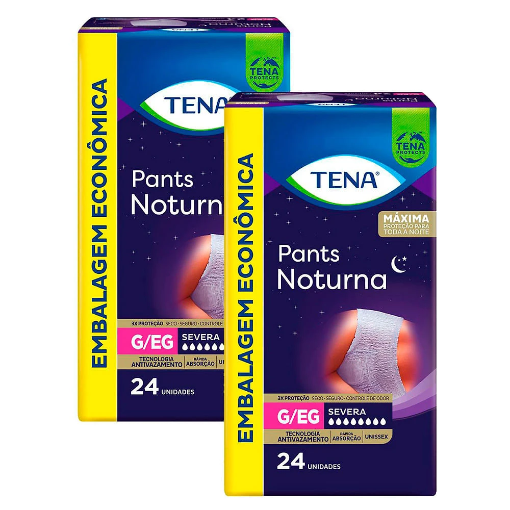 Kit 2 Roupa Íntima Tena Pants Noturna Tamanho G/EG 24 Unidades Embalagem Econômica cada