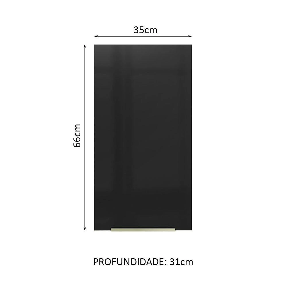 Armário aéreo madesa lux 35 cm 1 porta - rustic/preto