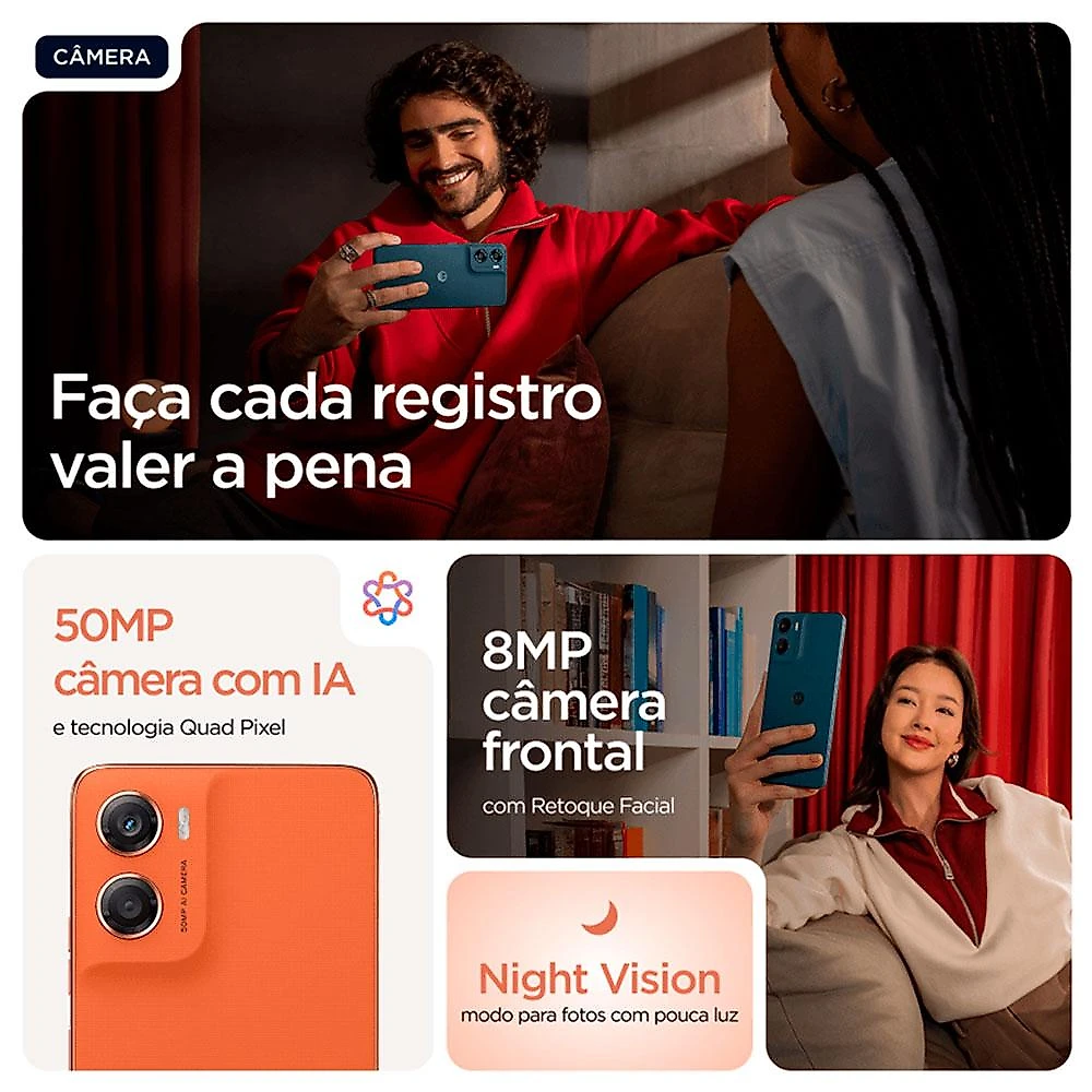Smartphone Moto G06 Motorola 6,9”, 128 GB, Android 15, Laranja
