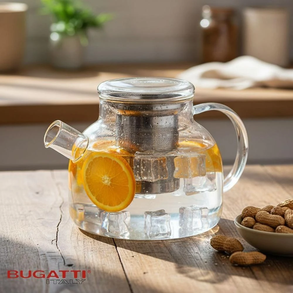 Bule com Infusor BGB1000N Chá Vidro Borossilicato Soprado Bebidas Quentes e Frias Transparente
