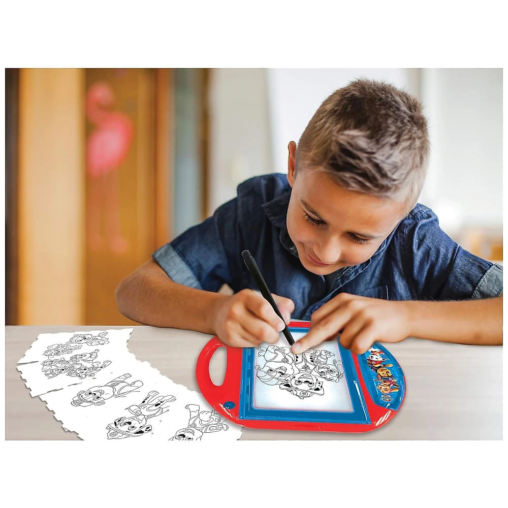Projetor de Desenhos Patrulha Canina com 10 Modelos, Tela de Iluminação e Caneta para Crianças Acima de 3 Anos, Lexibook