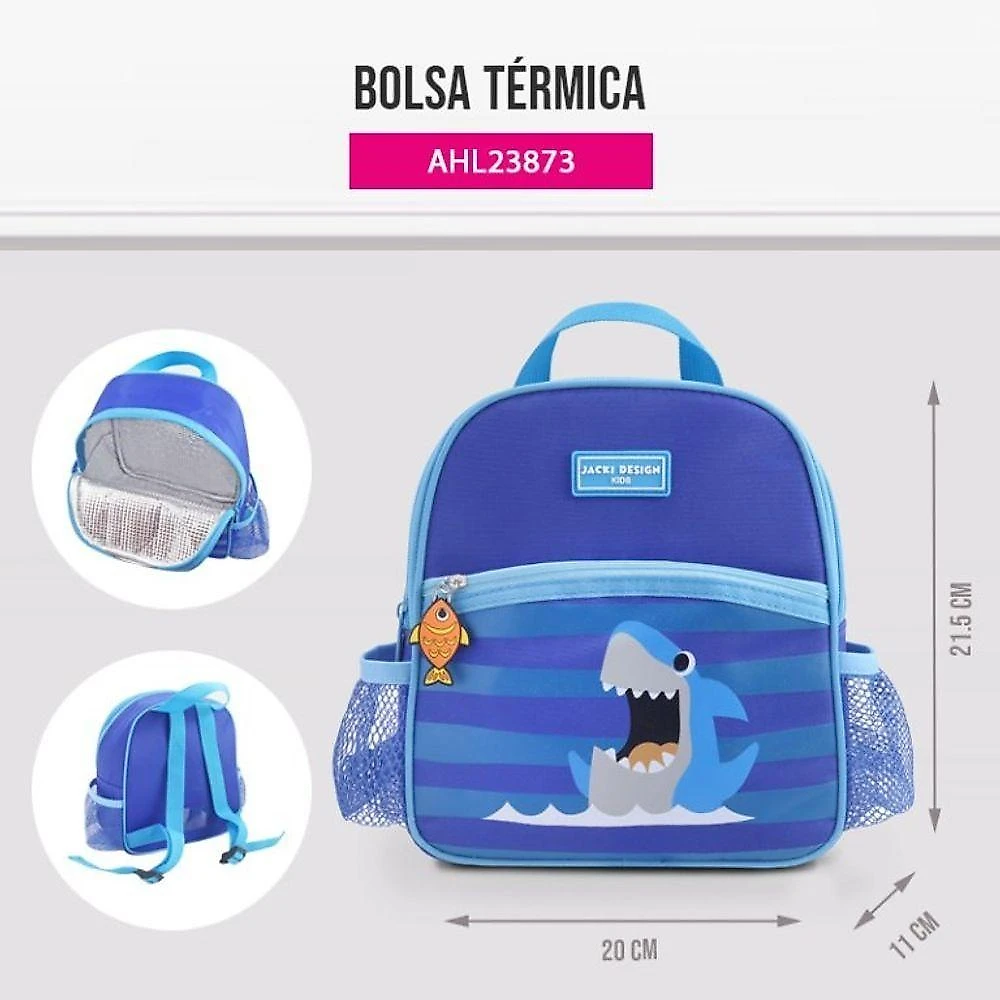 Conjunto De Mochila De Rodinha, Lancheira Térmica, Pote E Garrafa Pimpolhos Azul
