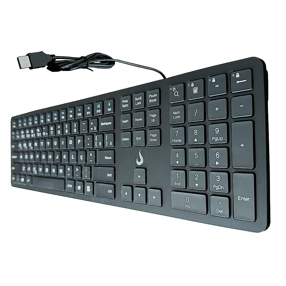 Teclado Slim Rise Mode, USB, Preto - RM-TS-FB