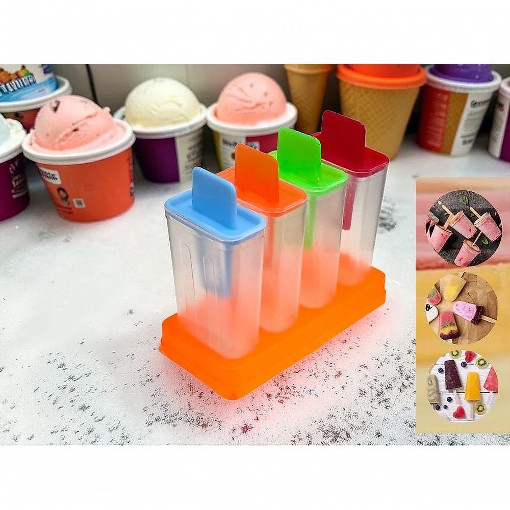 Kit 24 Forminhas para Picolé Sorvetinho Caseiro em Plástico para Freezer Colorido Multicolorido