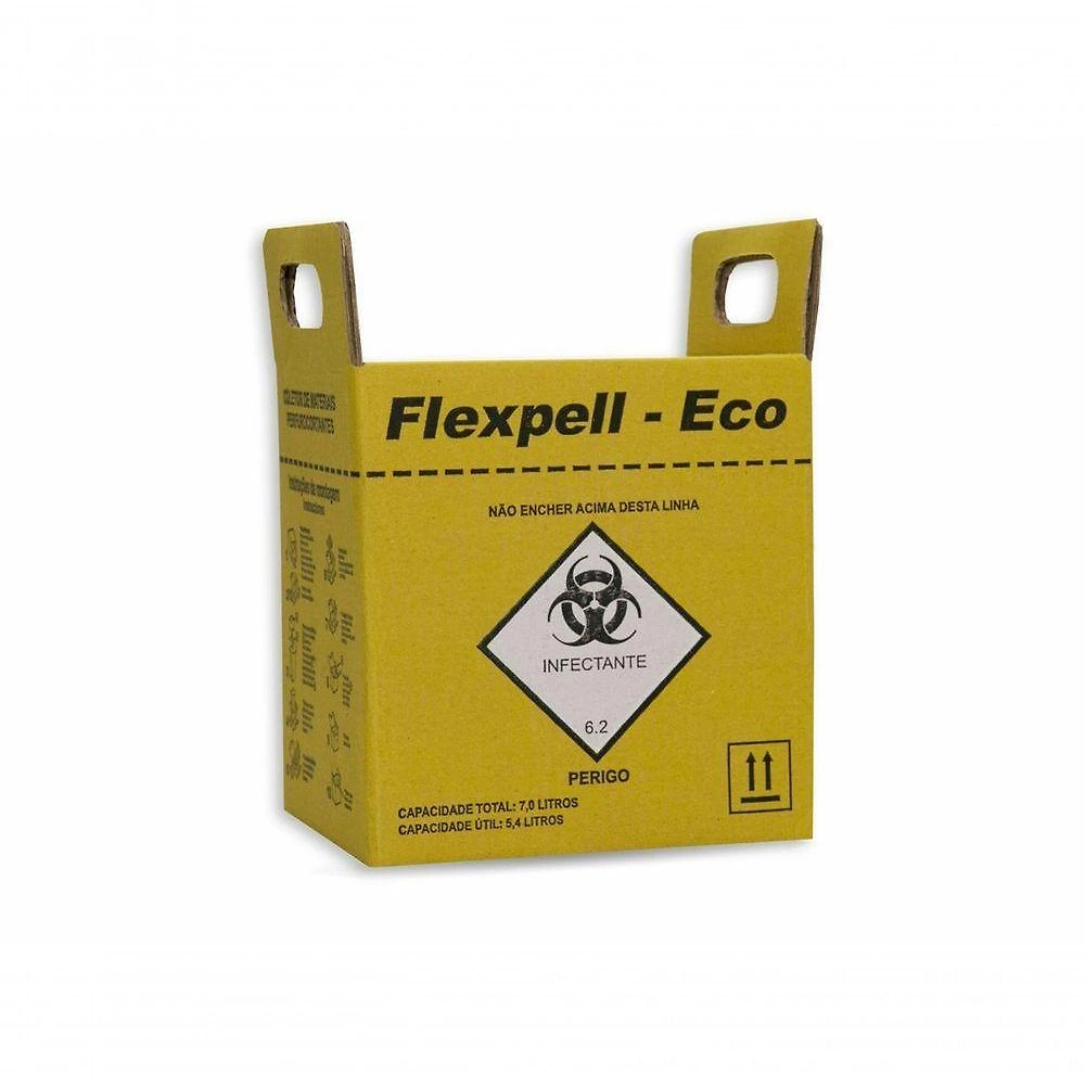 Coletor Perfurocortante Flexpell Eco Infectante Amarelo Papelão Rígido Revestimento Interno 7L