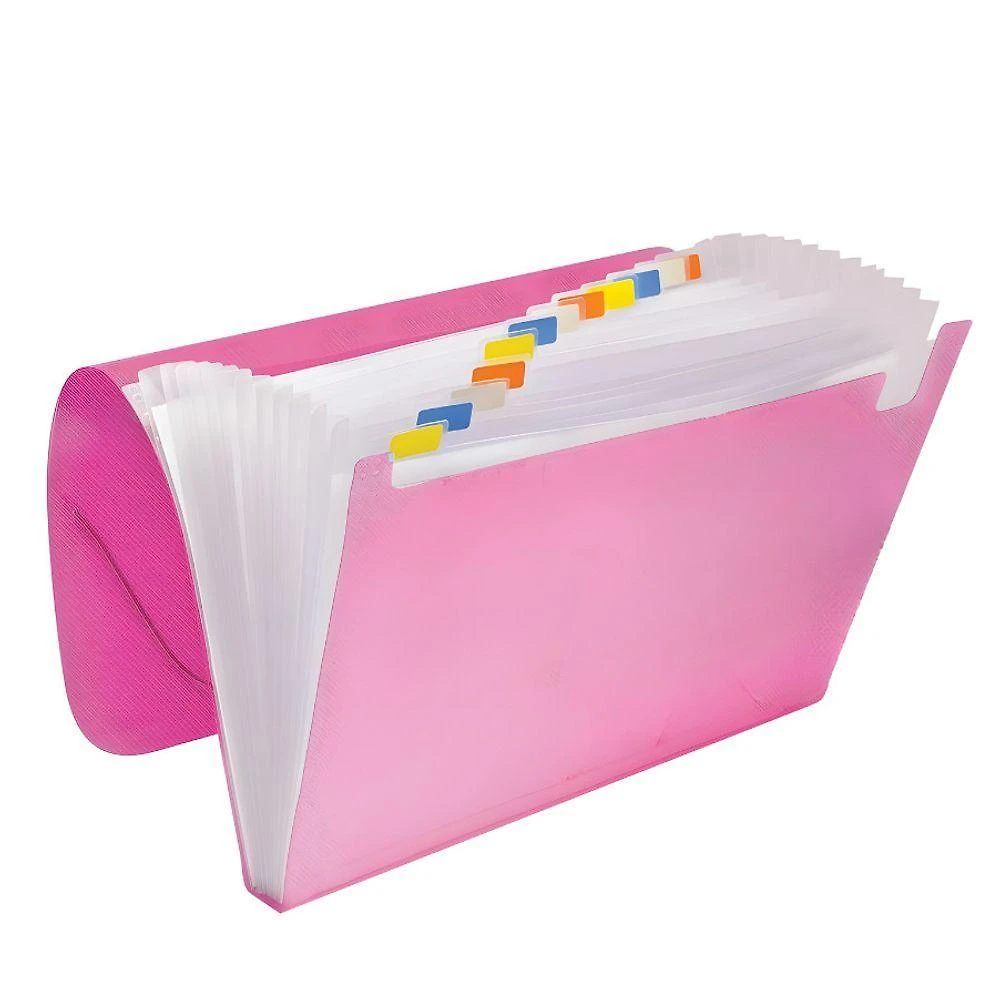 Pasta Sanfonada Oem 12 Divisórias Tamanho A4 Ofício 330x235mm Rosa