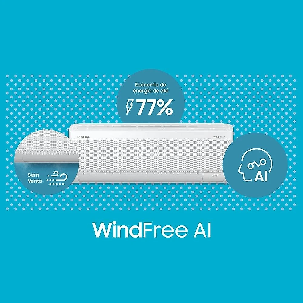 Ar-Condicionado Split Inverter 18000 BTUs Samsung WindFree AI Wi-Fi High Wall Quente e Frio AR60F18C1AWNAZ/AR60F18C1AWXAZ 220V