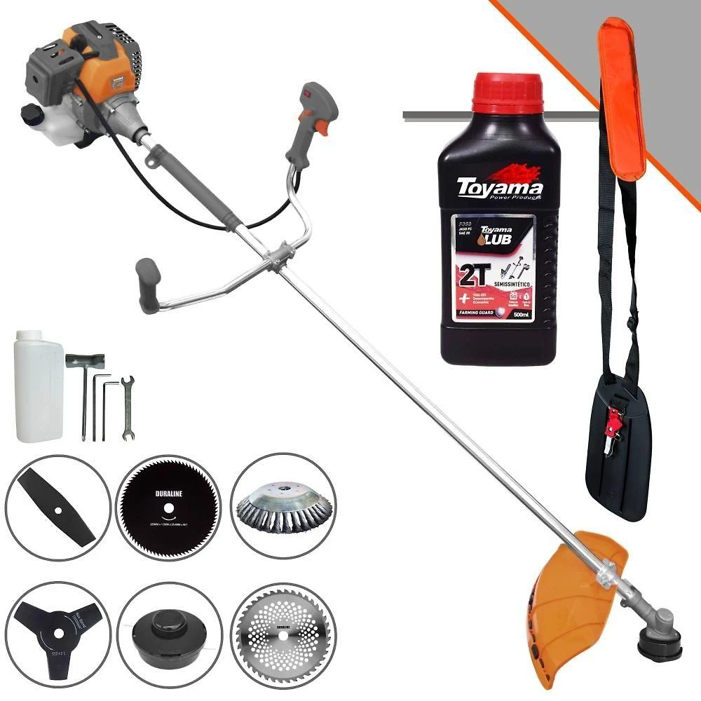 Roçadeira Robusta Rl520p + 6 Opções De Cortes + óleo Toyama