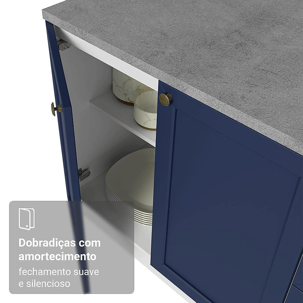 Armário de cozinha compacta 180 cm branco/azul vik madesa 02
