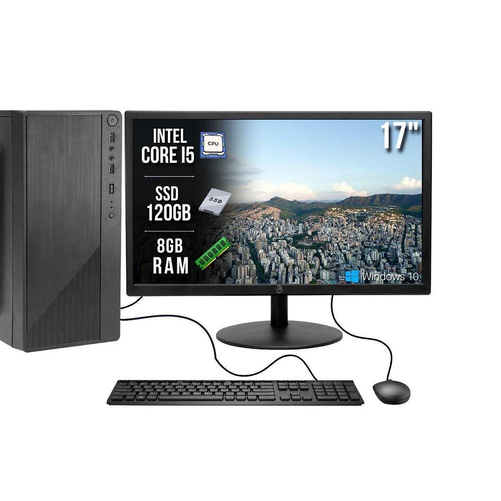 Computador Corporativo Completo I5 8GB DDR3 SSD 120GB Monitor 17 Brazil PC