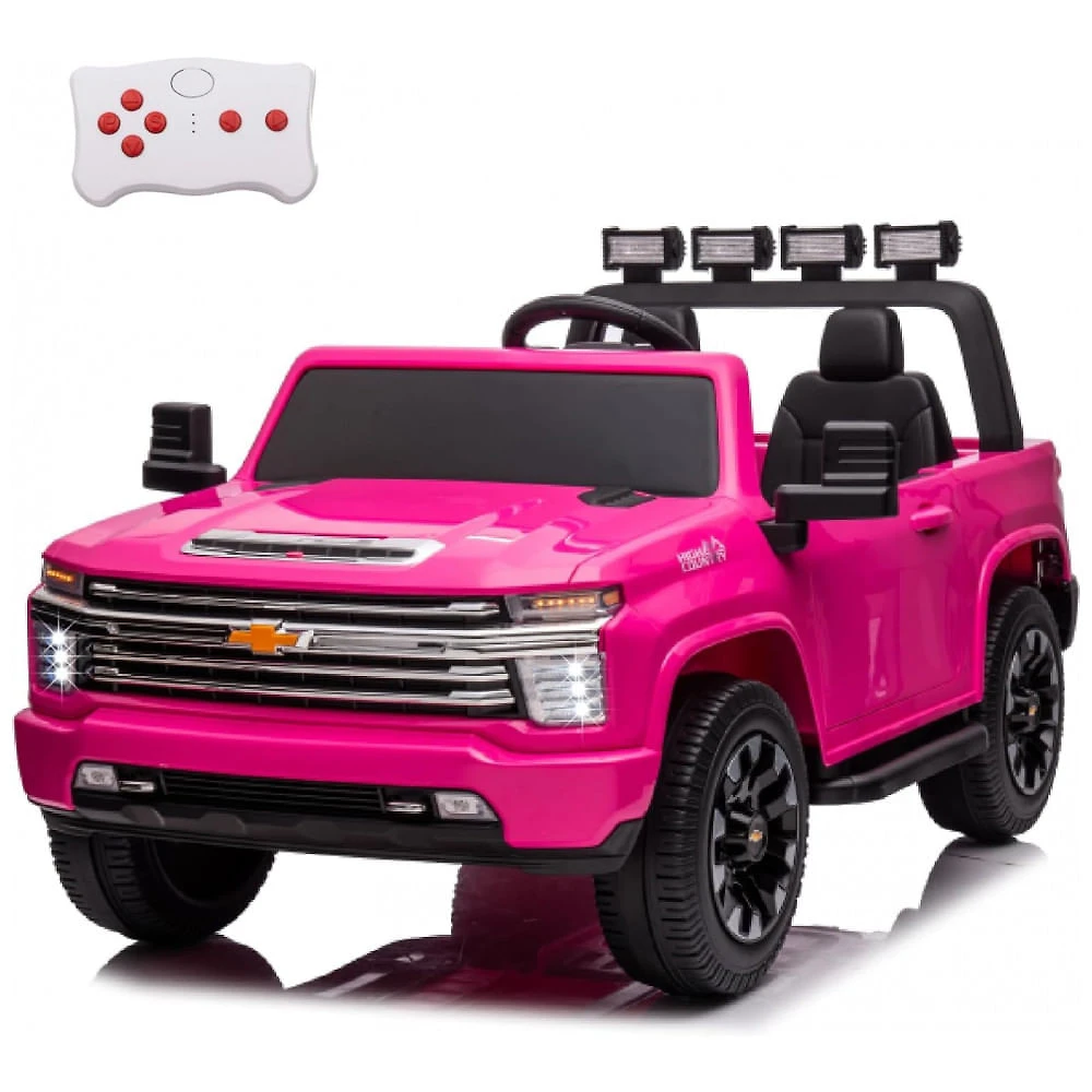 Carro Elétrico Infantil Chevrolet a Bateria 24V com 2 Lugares, Música, Luz LED e Controle Remoto, POSTACK, Rosa